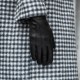 Francesca (black) - lambskin leather gloves with brown fur lining