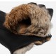 Francesca (black) - lambskin leather gloves with brown fur lining