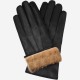 Francesca (black) - lambskin leather gloves with brown fur lining
