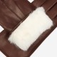 Francesca (brown) - lambskin leather gloves with white fur lining