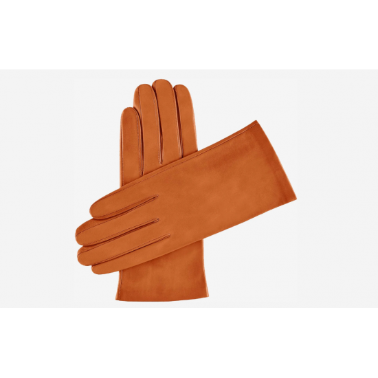Sofia (cognac) - lambskin leather gloves with silk lining