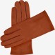 Sofia (brown) - lambskin leather gloves with silk lining