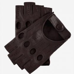 Rossana (dark brown) - lambskin leather driving gloves