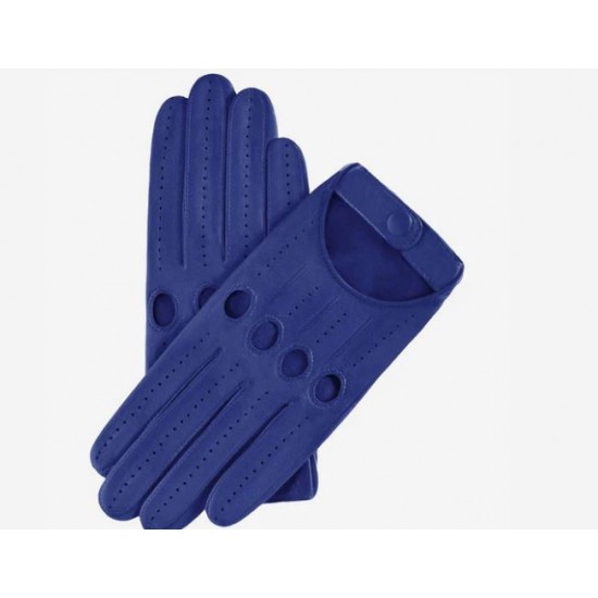 Alessa (blue) - lambskin leather driving gloves