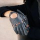 Alessa (grey) - lambskin leather driving gloves