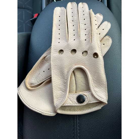 Women’s Deerskin Driving Gloves Beige
