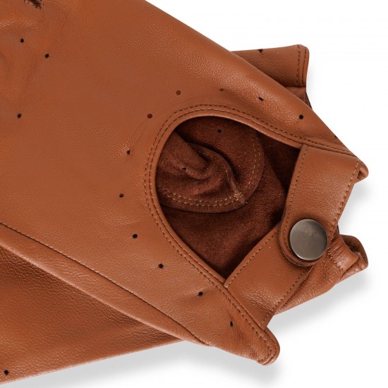 Brown leather driving gloves