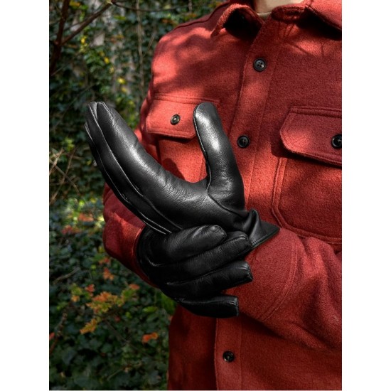 Giovanni (black) - lambskin leather gloves with cashmere lining