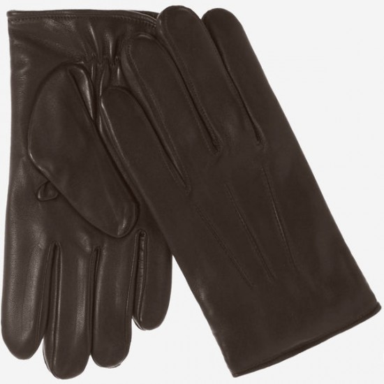Giovanni (brown) - lambskin leather gloves with cashmere lining & touchscreen