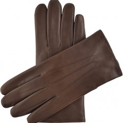 Marco (brown) - lambskin leather gloves with brown fur lining